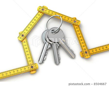 House from yardstick and bunch of keys. House from yardstick and bunch of keys. 8504667