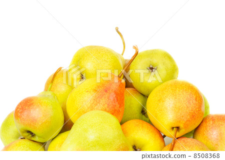 A group of green- red and fresh pears isolated on white background A group of green- red and fresh pears isolated on white background 8508368