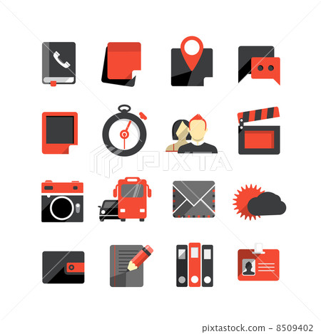 Flat design monochrome icons collection... - Stock Illustration ...