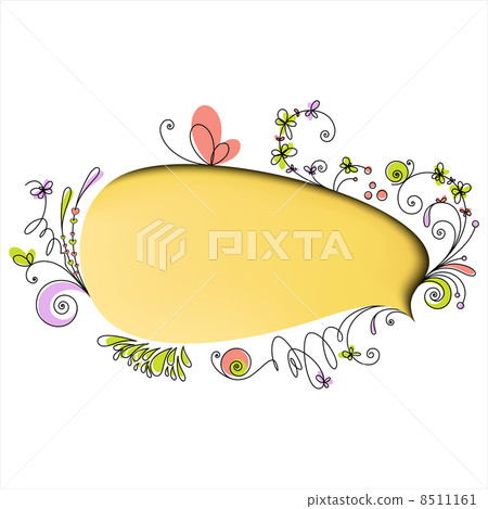 Yellow speech bubble with floral elements 8511161