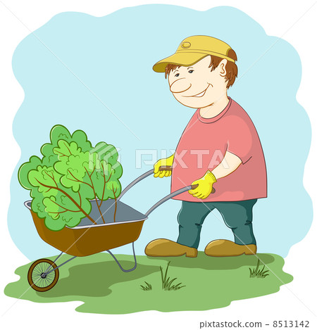 Gardener with wheelbarrow Gardener with wheelbarrow 8513142