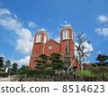 Urakami大教堂在長崎（Urakami教會）遙遠的看法 8514623