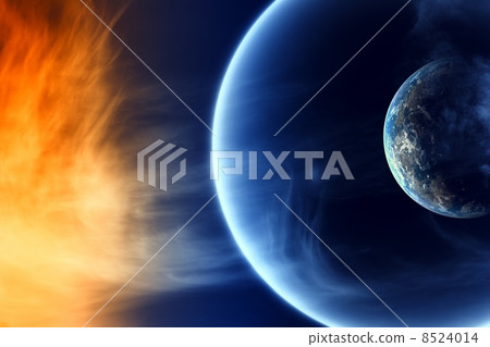 Two abstract planets in space Two abstract planets in space 8524014