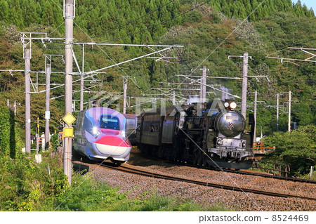 E6 series C61 New and old vehicles running along parallel run Ouhachi line 8524469