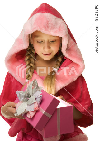 Little Christmas girl open her present .... Little Christmas girl open her present .... 8528590