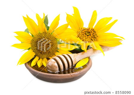 clay dish with honey drizzler and flowers sunflowers clay dish with honey drizzler and flowers sunflowers 8558090
