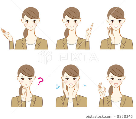 Various poses and facial expressions of working women 8558345