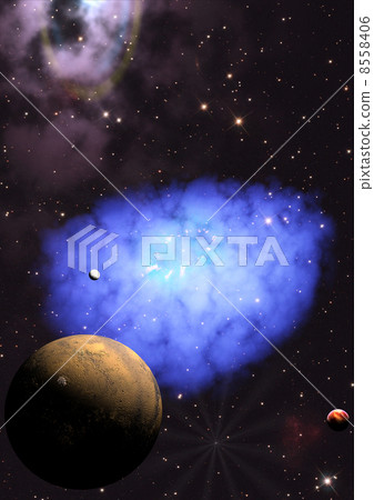 Far-out planets in a space. Far-out planets in a space. 8558406