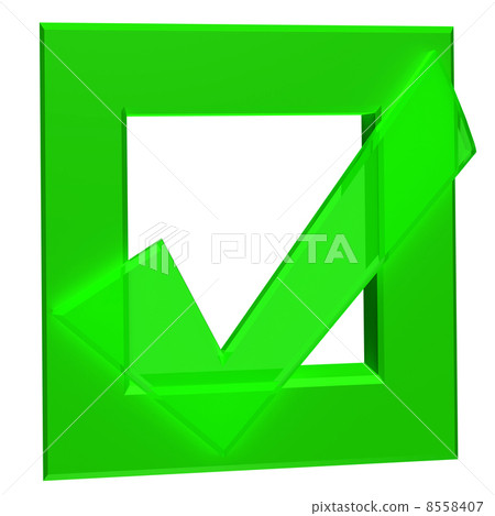 Green checkbox mark 3D Green checkbox mark 3D 8558407