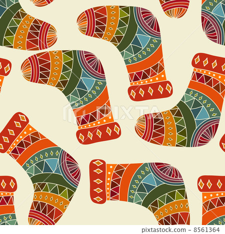 Vector seamless winter  Christams pattern with socks 8561364