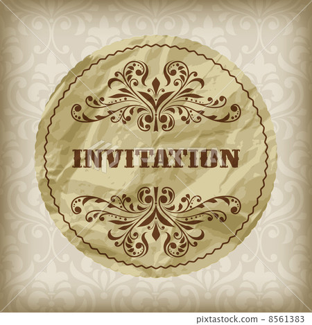 vector vintage invitation card on seamless  attern 8561383