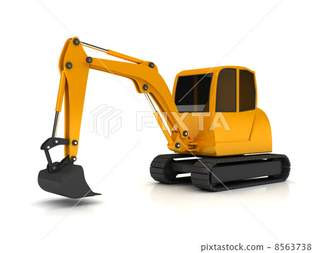 3d orange digger working on white background 8563738