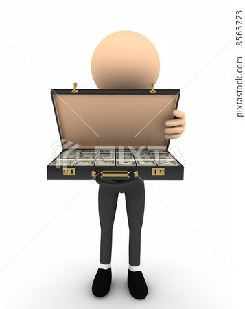 3d person open case with money 3d person open case with money 8563773