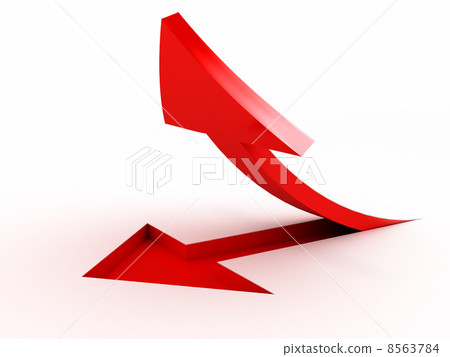 3D red arrow over white background 3D red arrow over white background 8563784