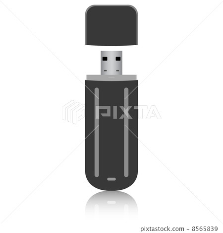 Black flash drive isolated on the white background. Vector illus 8565839