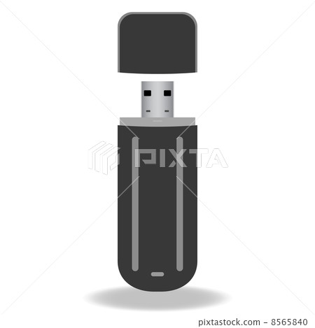 Black flash drive isolated on the white background. Vector illus 8565840