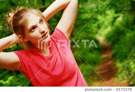 Woman In Red Running Woman In Red Running 8573378