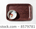 wooden tray with empty bowl 8579781