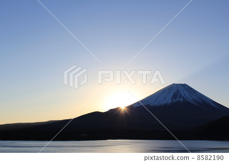 The rise of Fuji from Lake Motosu 8582190