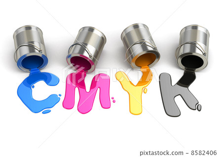 Spilled CMYK paint. 3d Spilled CMYK paint. 3d 8582406