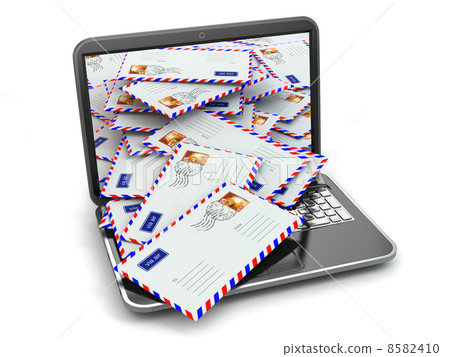 E-mail concept. Laptop and letters 8582410