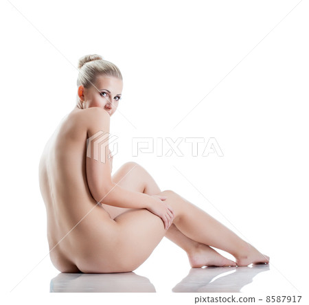 Shy pretty nude girl posing back to camera 8587917