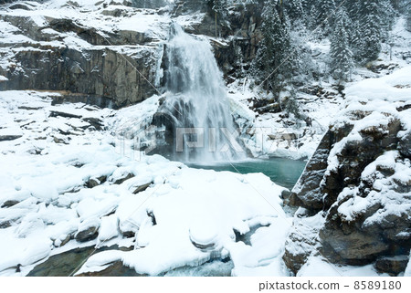 Alps waterfall winter view Alps waterfall winter view 8589180