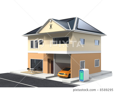 住宅樓與太陽能電池板 8589295