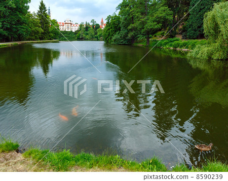 Castle Pruhonice or Pruhonicky zamek summer view (Prague, Czech) 8590239