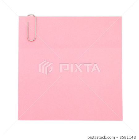 Pink paper note with paper clip 8591148