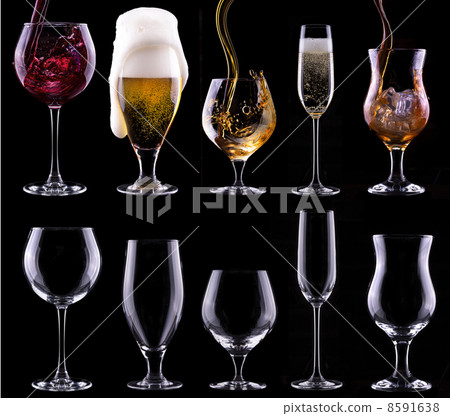 alcohol drinks set isolated on a black 8591638