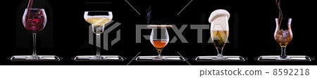 alcohol drinks set isolated on a black alcohol drinks set isolated on a black 8592218