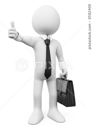 3D white people. Businessman thumb up 3D white people. Businessman thumb up 8592409