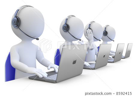 Employees working in a call center front view 8592415