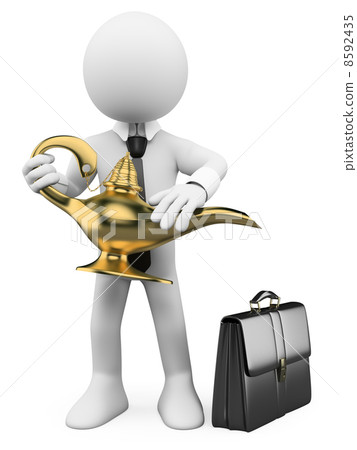 3D white people. Magic business lamp 8592435