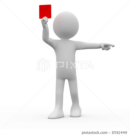 Referee showing red card and pointing with his index finger 8592449