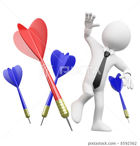 3D Businessman dodging darts 8592562