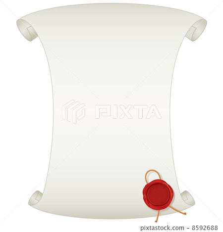 Blank Paper Scroll with Wax Seal. Vector Image Blank Paper Scroll with Wax Seal. Vector Image 8592688