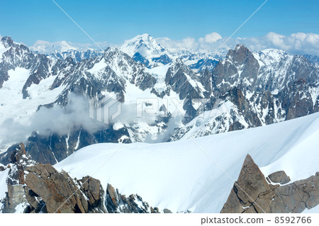 Mont Blanc mountain massif (view from Aiguille du Midi Mount, Fr 8592766