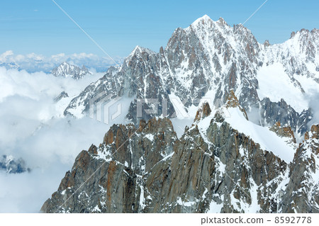 Mont Blanc mountain massif (view from Aiguille du Midi Mount,  F 8592778