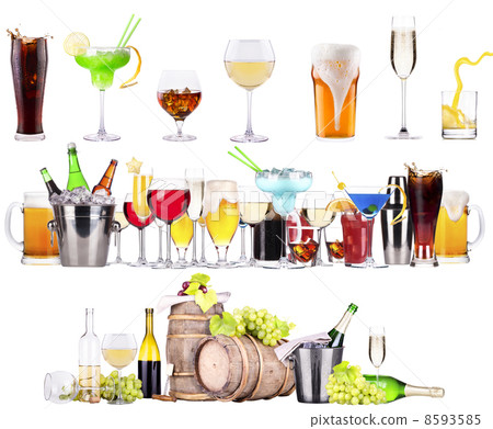 different  alcohol drinks set isolated 8593585