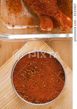 spices Chicken BBQ Rub mix of Herbs, shallow dof 8593907