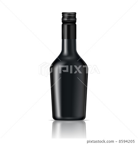 Black glass liqueur bottle with screw cap. 8594205
