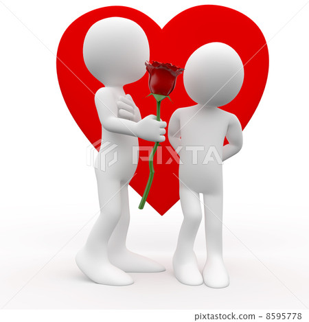 Man giving a woman a rose, a sign of love 8595778