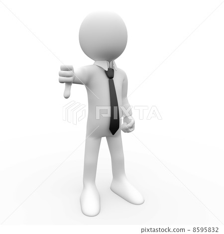 3D human with thumb down, with shirt and tie 8595832