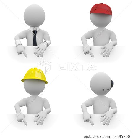 Businessman, worker, architect and telemarketer, pointing down. Area to fill in with your text Businessman, worker, architect and telemarketer, pointing down. Area to fill in with your text 8595890