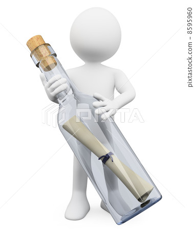 3D white people. Message in a bottle 3D white people. Message in a bottle 8595960