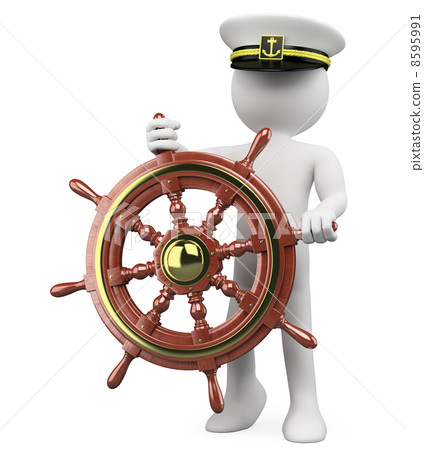 3D Captain sailing a wooden rudder 8595991