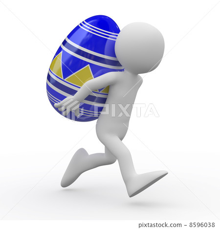 Man running with a huge Easter egg in the back 8596038