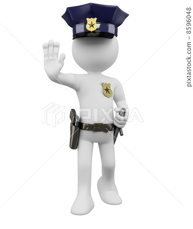 3D police with gun and nightstick ordering to stop 3D police with gun and nightstick ordering to stop 8596048